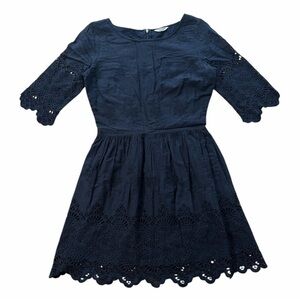 Jack Wills Embroidered Eyelet Fit and Flare Cotton Dress